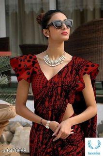 Digital printed satin Saree
