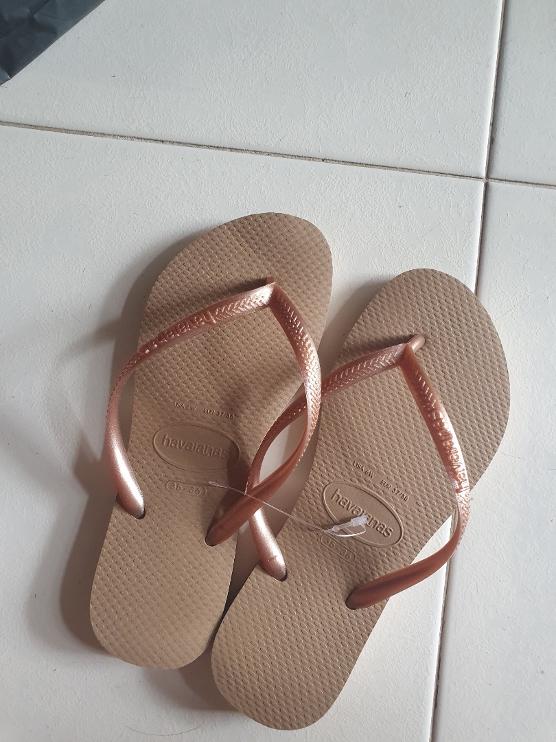 Havaianas Slippers Rose Gold EU 37 38 USA 6W Women s Fashion