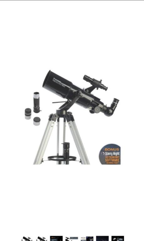 HOT) Celestron - PowerSeeker 80AZS Telescope - Manual Alt-Azimuth Telescope  for Beginners - Compact and Portable - BONUS Astr, Everything Else on  Carousell