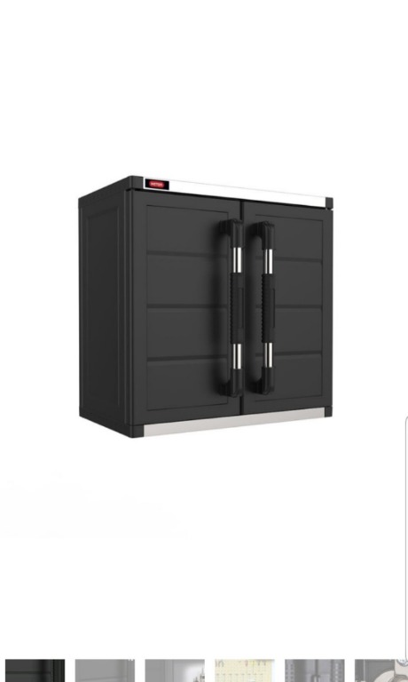 Hot Keter Xl Pro Wall Hanging Mounted Durable Resin Plastic Utility Cabinet With Adjustable Shelving Black Outdoor Storage B Everything Else On Carousell
