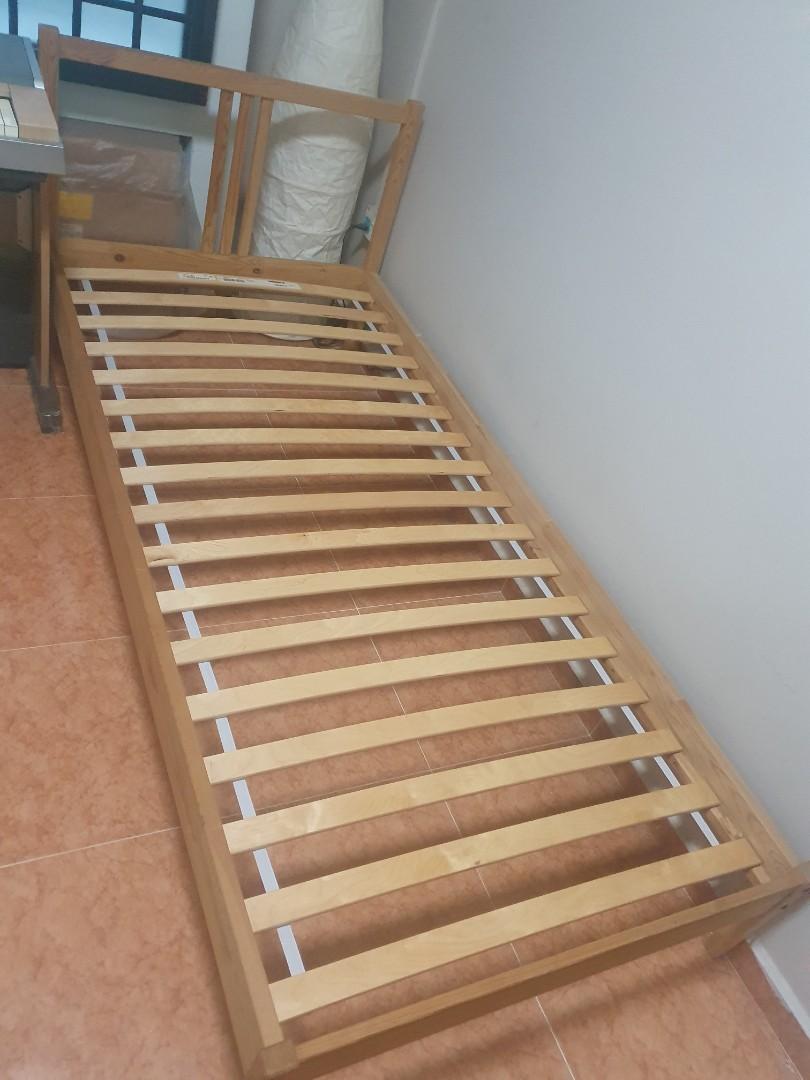 IKEA Fjellse single bed frame with Luroy slatted base, Furniture & Home