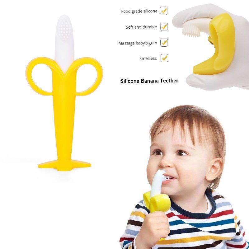 banana silicone teether toothbrush