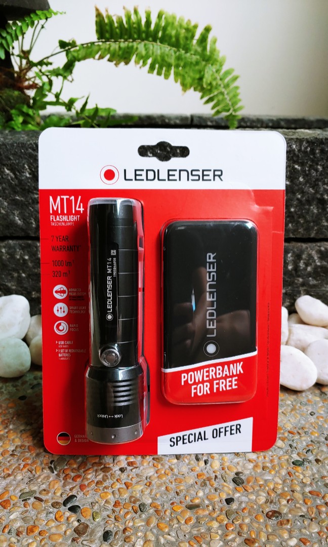 Lenser MT14 1000lumens flashlight powerbank), Sports Equipment, Bicycles & Parts, Parts & Accessories on Carousell