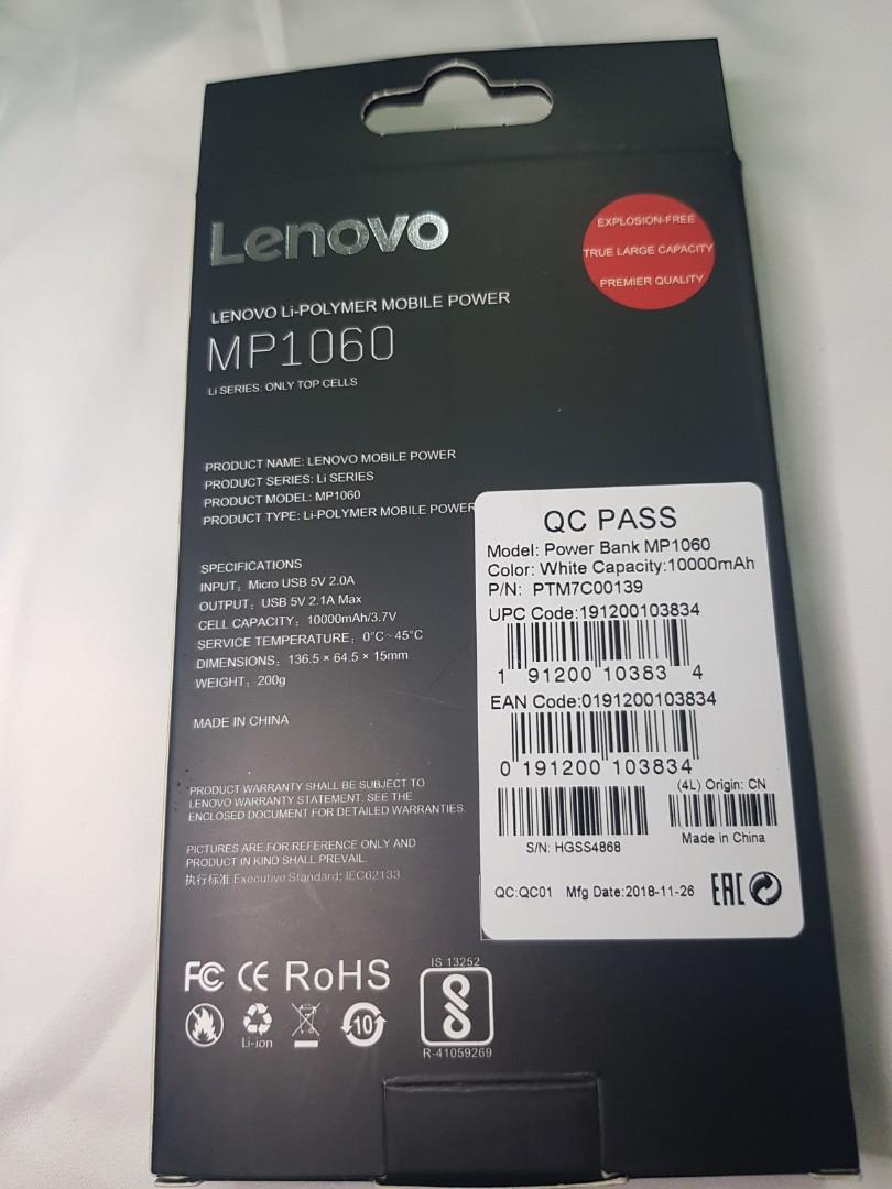 Lenovo power bank 10000 mAh, Mobile Phones & Gadgets, Mobile & Gadget
