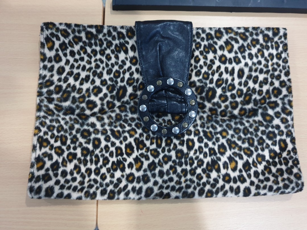 leopard print clutch bag