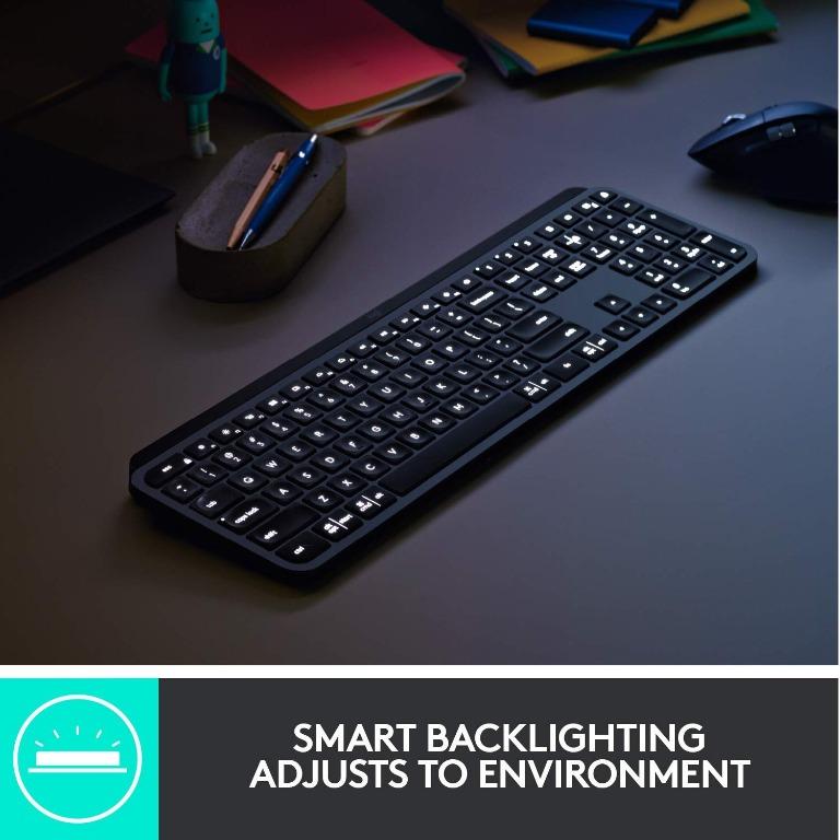Logitech Mx Keys Advanced Wireless Illuminated Keyboard Graphite Bundle With Logitech Mx Palm Rest Electronics Computer Parts Accessories On Carousell