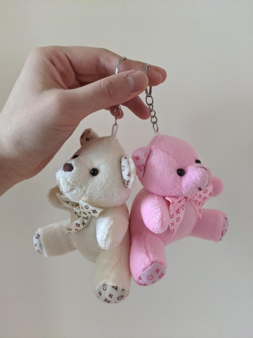 LV inspired teddy bear keychains Women s Fashion Accessories on
