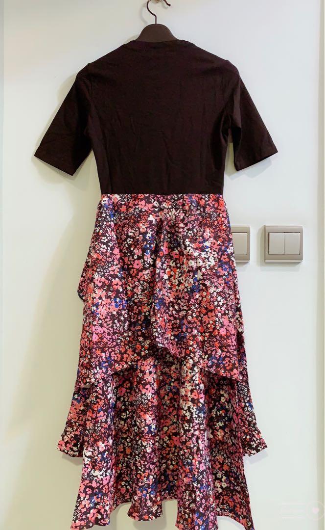 Maje bimaterial midi dress discount