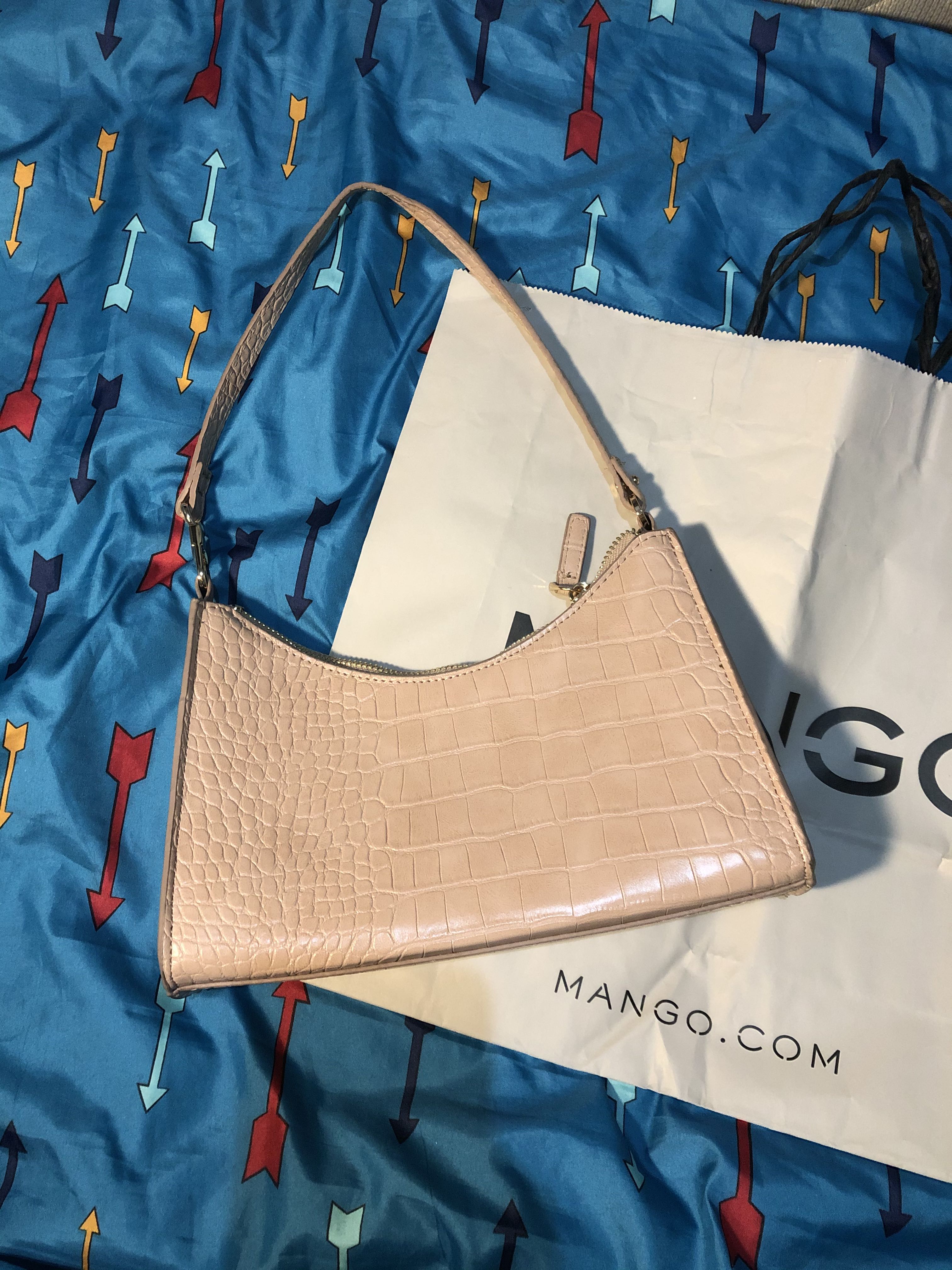 Mango croc-effect baguette bag, Women's 