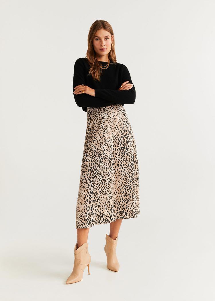 mango leopard print skirt