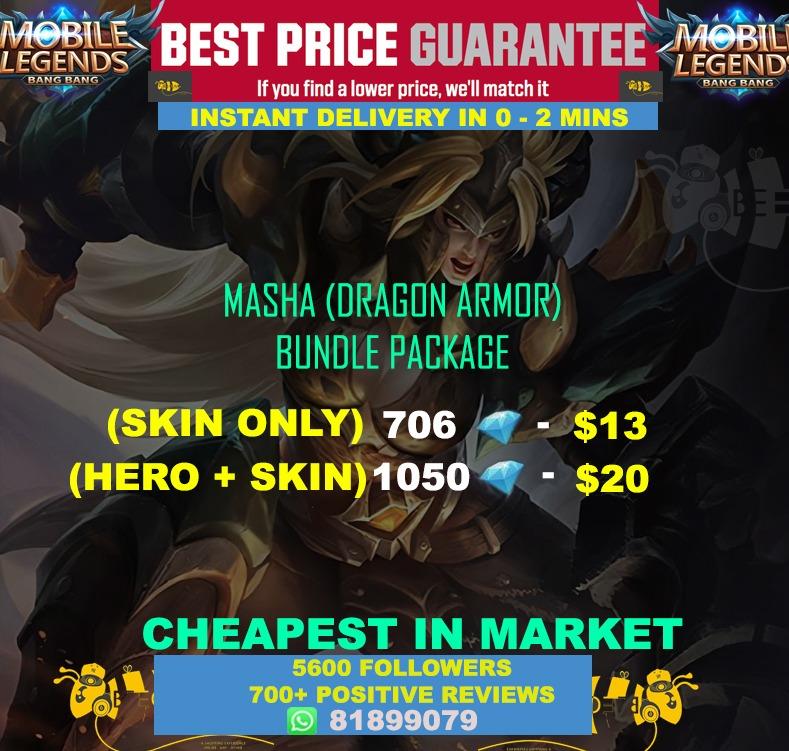 Masha Dragon Tamer Mobile Legend Diamonds Instant Top Up Toys Games Video Gaming In Game Products On Carousell