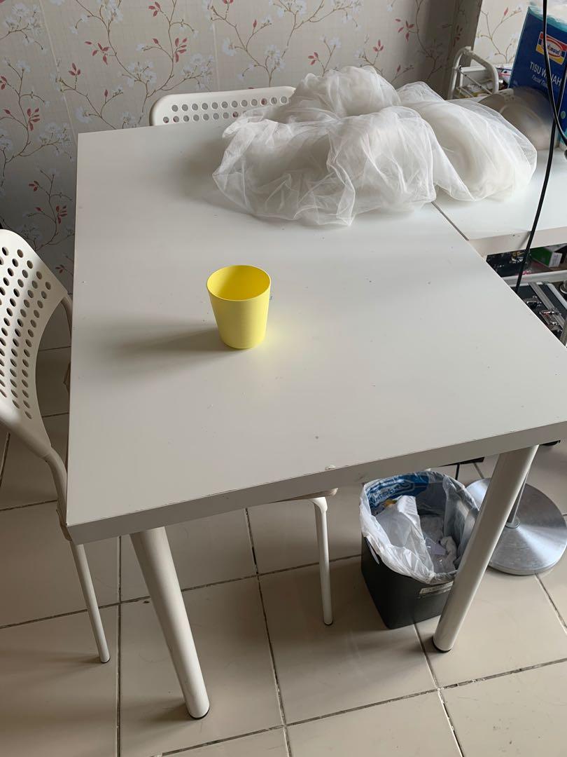 meja minimalis linnmon ikea putih