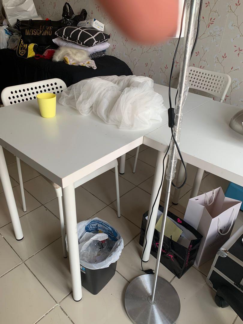 meja minimalis linnmon ikea putih