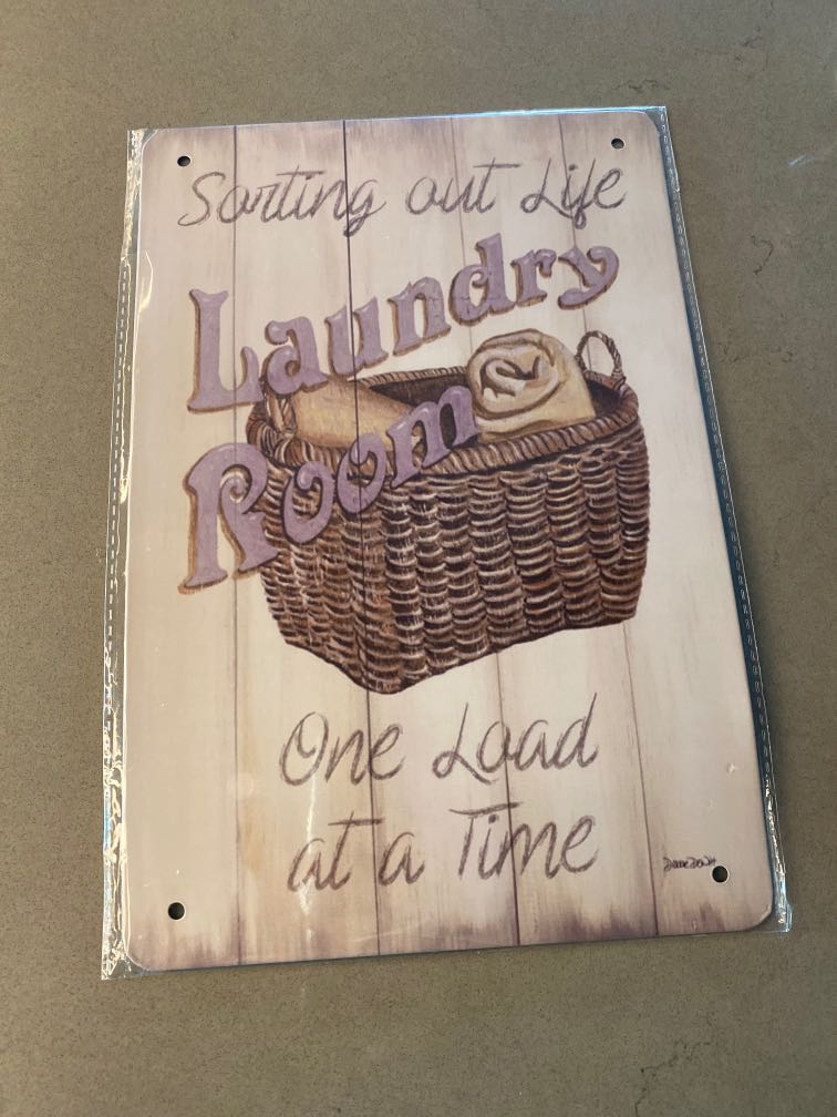 Metal plate laundry room sign, Furniture & Home Living, Bathroom