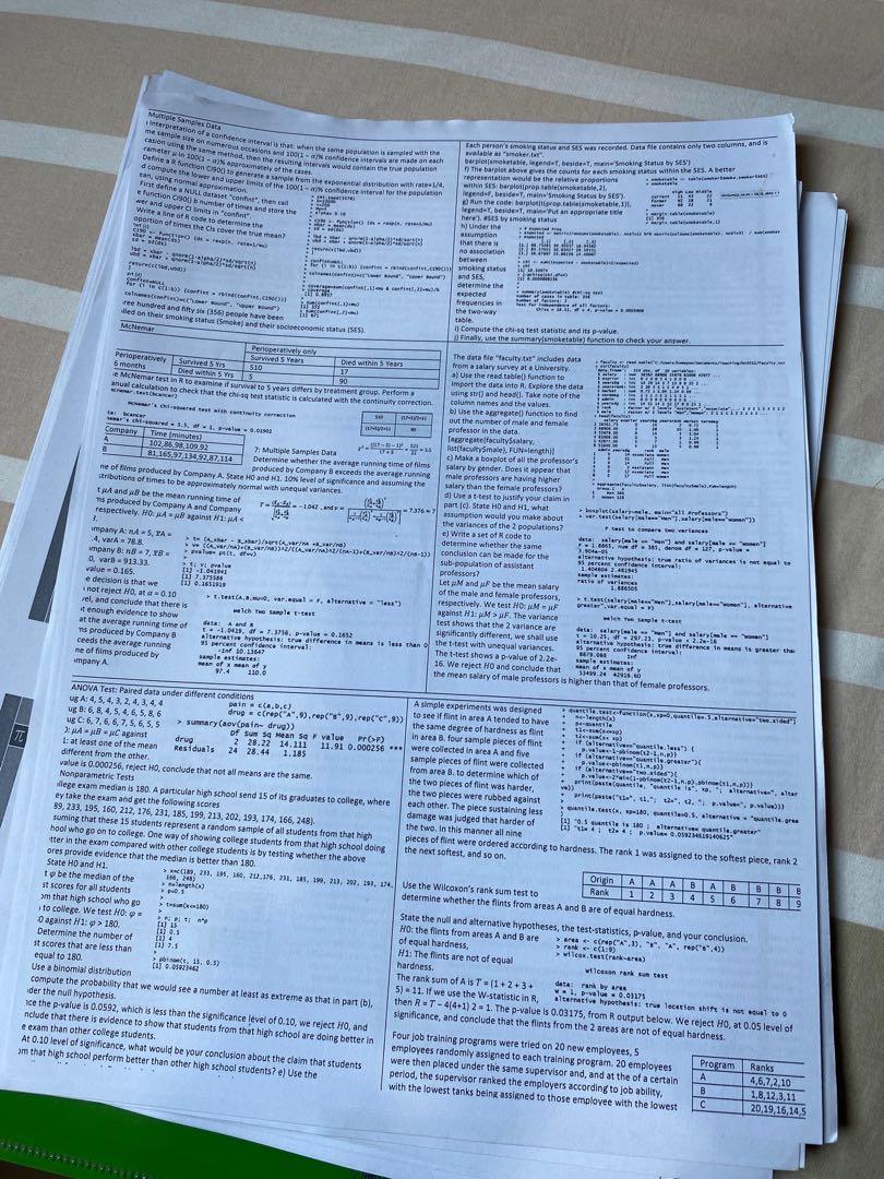 MH3511 Data Analysis with Computer (NTU) Notes w/ Tutorials and ...