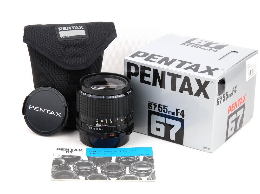 Mint- In Box Pentax SMC Pentax 67 Lens 55mm f/4 w/Caps+lens bag