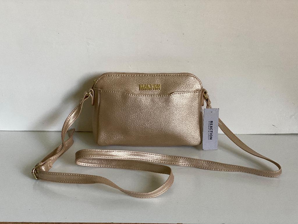 NEW! COLE REACTION LIGHT GOLD AGGIE MINI CROSSBODY SLING BAG