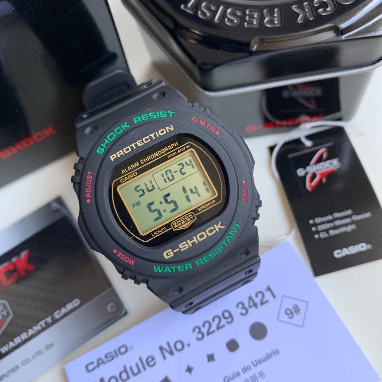 NEW MODEL BNEW AUTHENTIC Casio G Shock DW5700TH 1 Special Color Black Resin w Red Green Watch P5 450