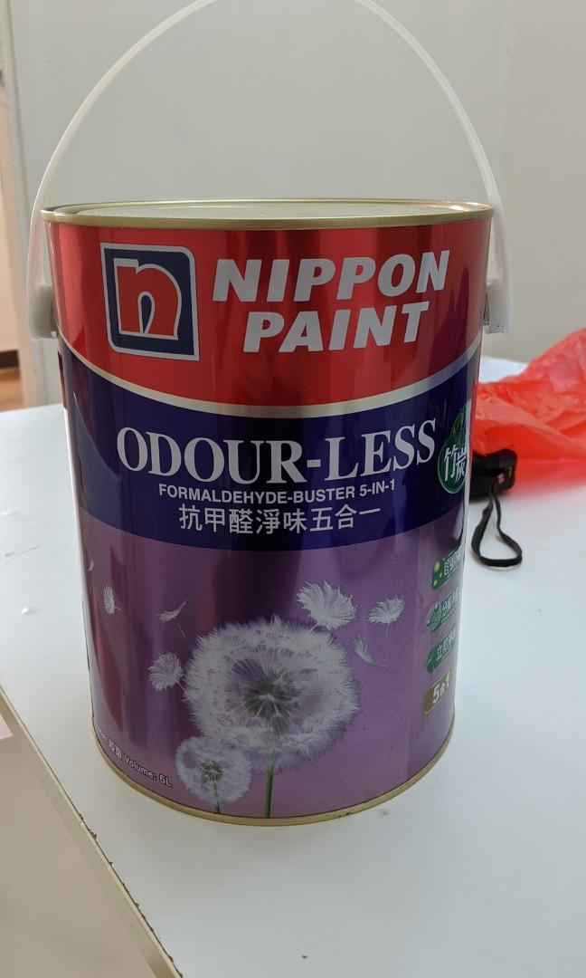NEW NIPPON PAINT Whitecolour Odourless 5L, 傢俬＆家居, 廚具和餐具, 餐桌布和紡織布品 Carousell