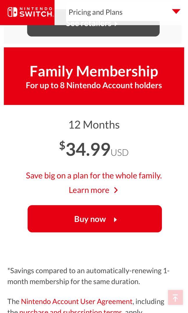 nintendo switch online family plan discount