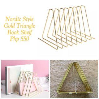 NORDIC STYLE GOLD TRIANGLE BOOK SHELF ORGANIZER