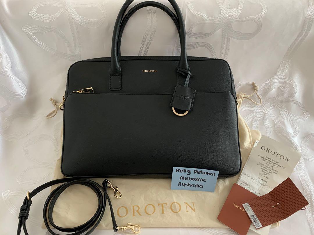 OROTON Women s Black Gold Maison 13 Laptop Tote. RRP 395 Women s Fashion Bags Wallets on Carousell
