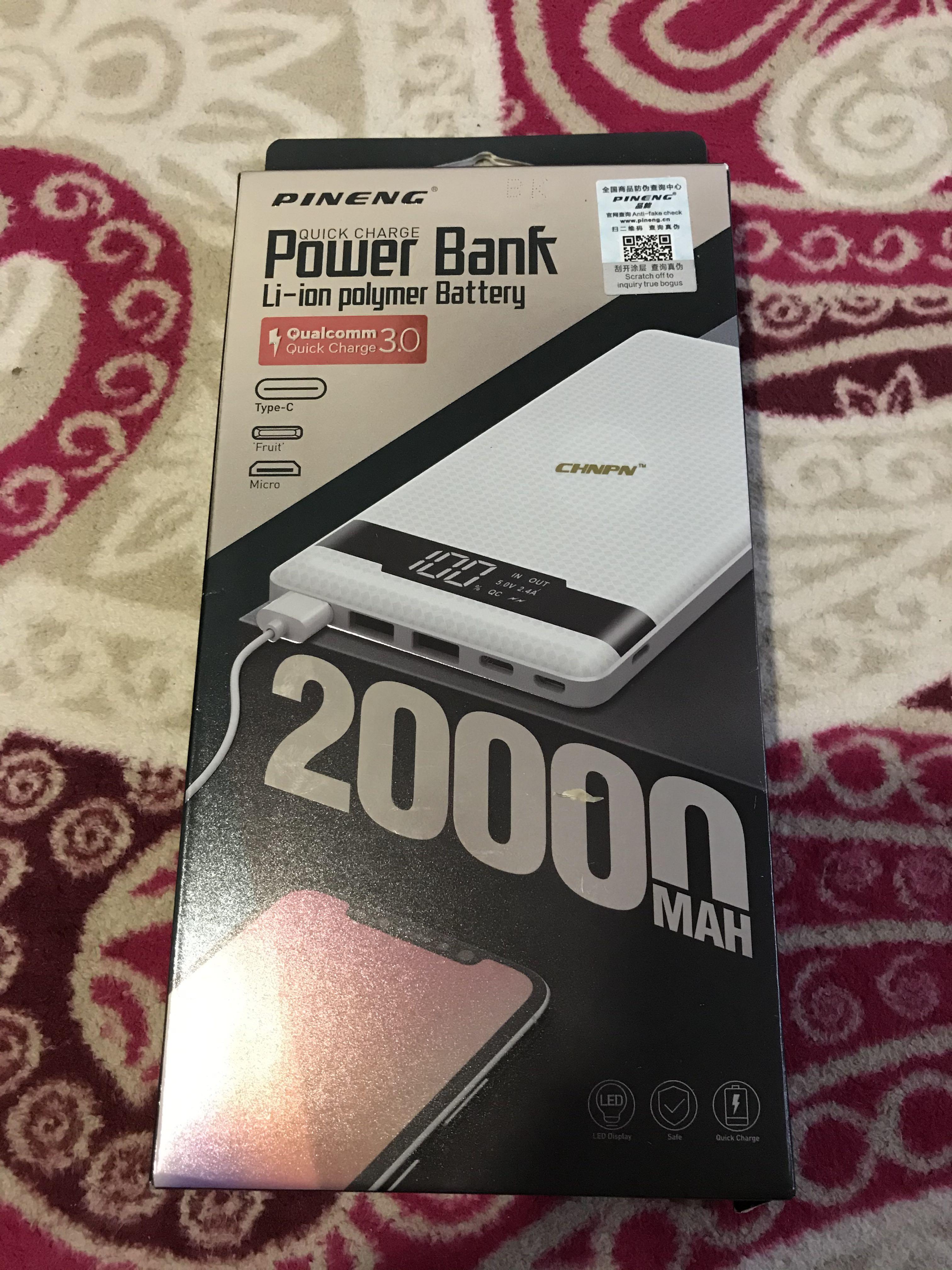 Pineng Powerbank 20000mah Pn962 Original Mobile Phones Tablets Mobile Tablet Accessories Power Banks Chargers On Carousell