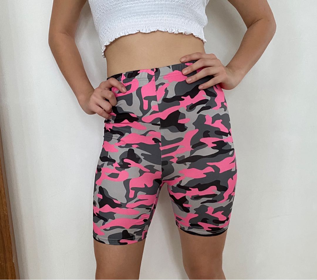 camo biker short set