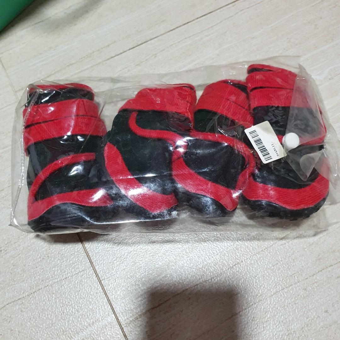 Red dog boots shoes size M, Pet 