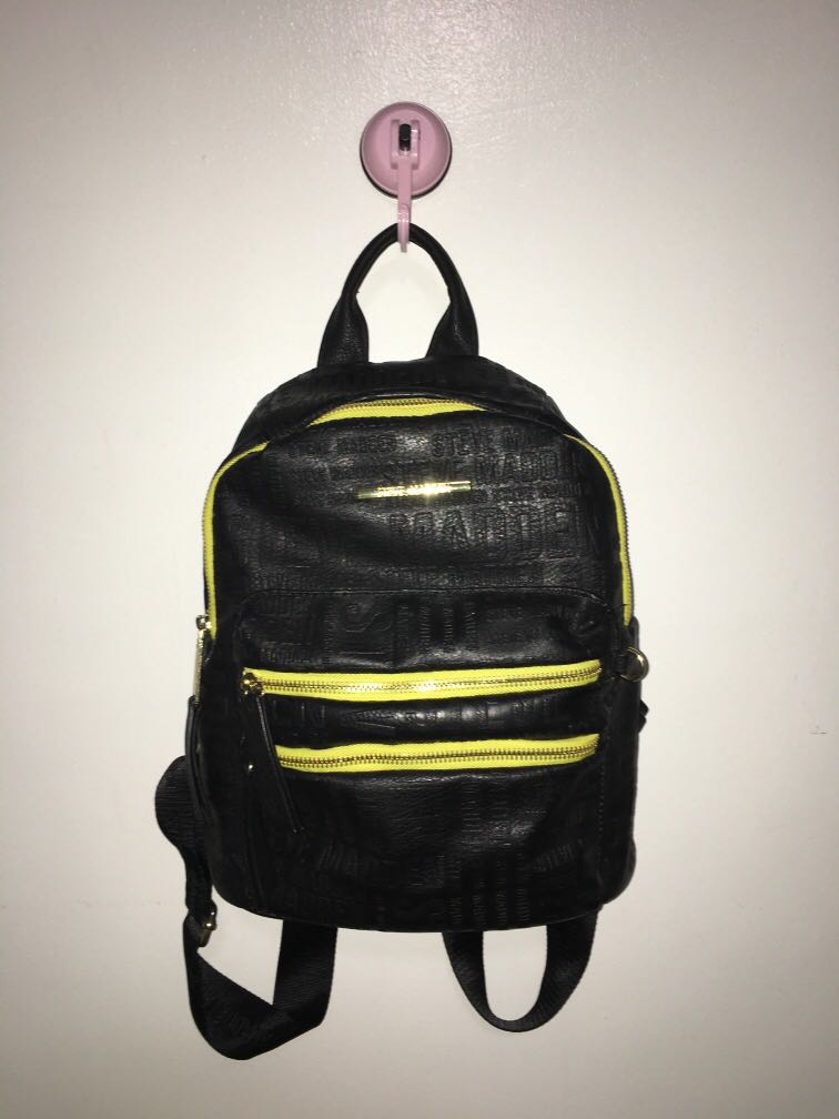 Steve Madden Black Neon Yellow Small Backpack ORIGINAL