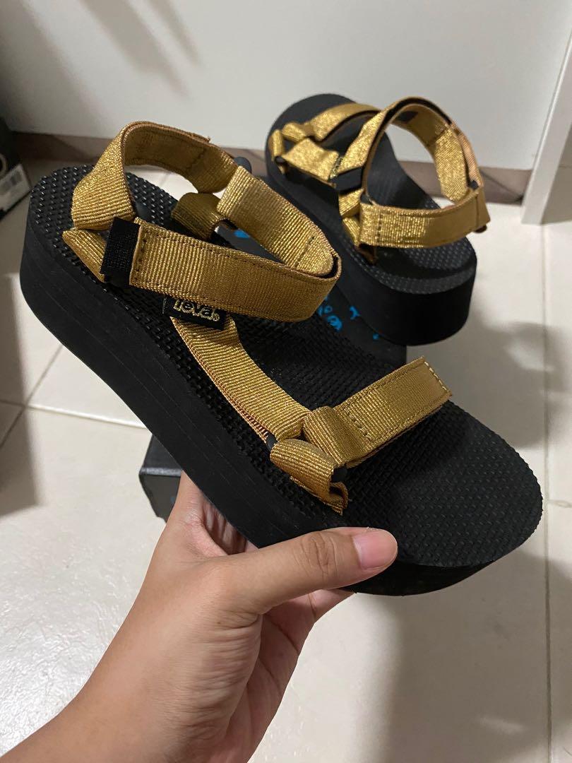 Teva Gold Strap Flatform Women s Fashion Footwear Sandals on Carousell