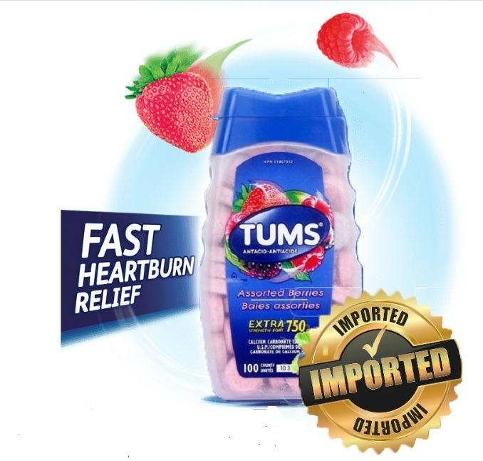 Tums Antacid 750g 100 counts (Category: Health Food, Drinks & Tonics) located in Manila. Submitted by spktrader (Listing ID 1015599327, Image 3). Description: MADE IN CANADA EXPIRY: 2026 Brand Name:TUMS Antacid Model:Extra Strength 750 mg Assorted Fruit Net Volume:100 count Benefit: - fast heartburn relief - Sour stomach - Acid indigestion caused by excess stomach acidity. 🍒 TUMS is an antacid made of calcium carbonate. 🍒 It is available over-t