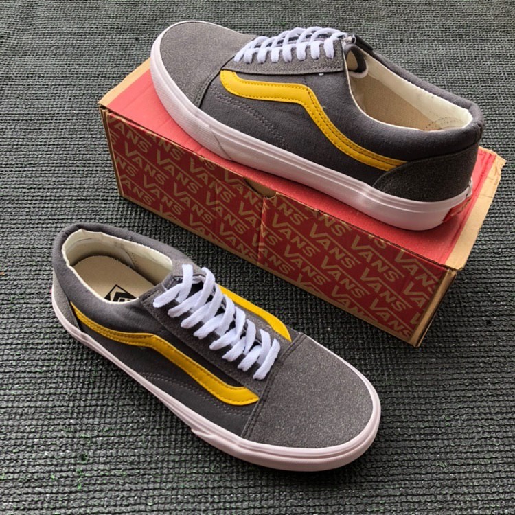 grey and yellow vans