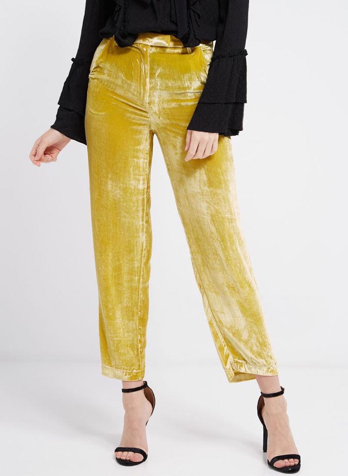 yellow velvet pants