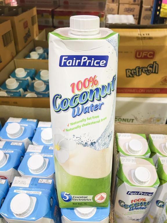 12 packs 1L NTUC 100 coconut water, Food & Drinks, Packaged & Instant