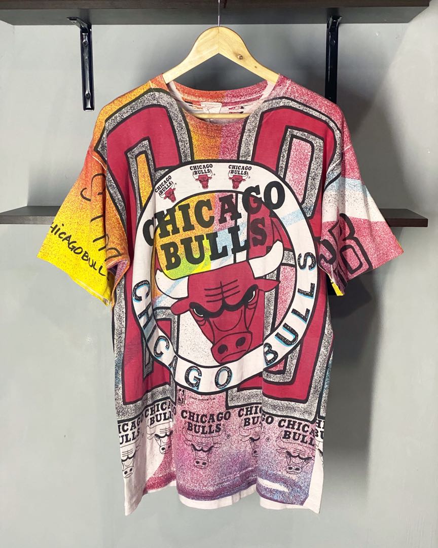 90s Chicago Bulls AOP Magic Johnson T's, Men's Fashion, Tops