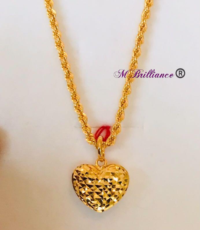 【Hei】rope heart pendant necklace★送料・関税込★2色 916 gold 2 tones heart pendant rope chain set, Women's