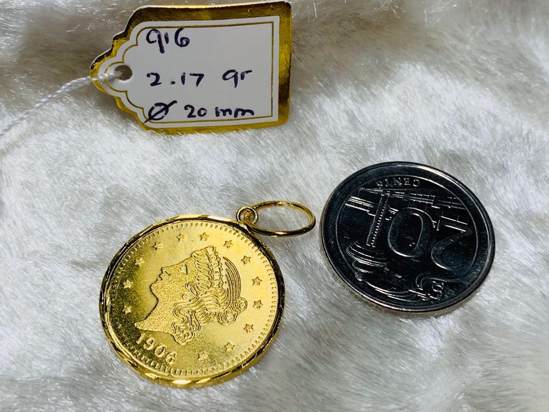 916 Gold Coin Pendant Women S Fashion Jewelry Organisers Necklaces On Carousell