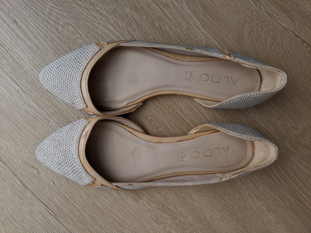 nude studded flats