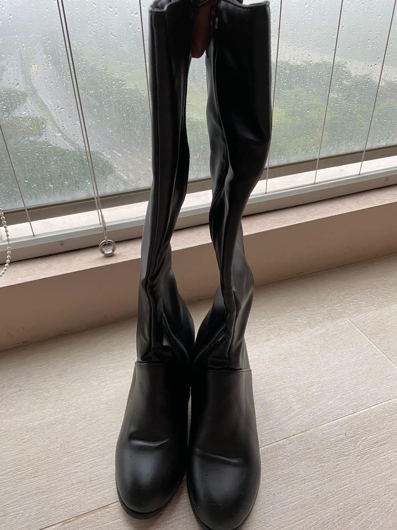 ladies leather knee high boots