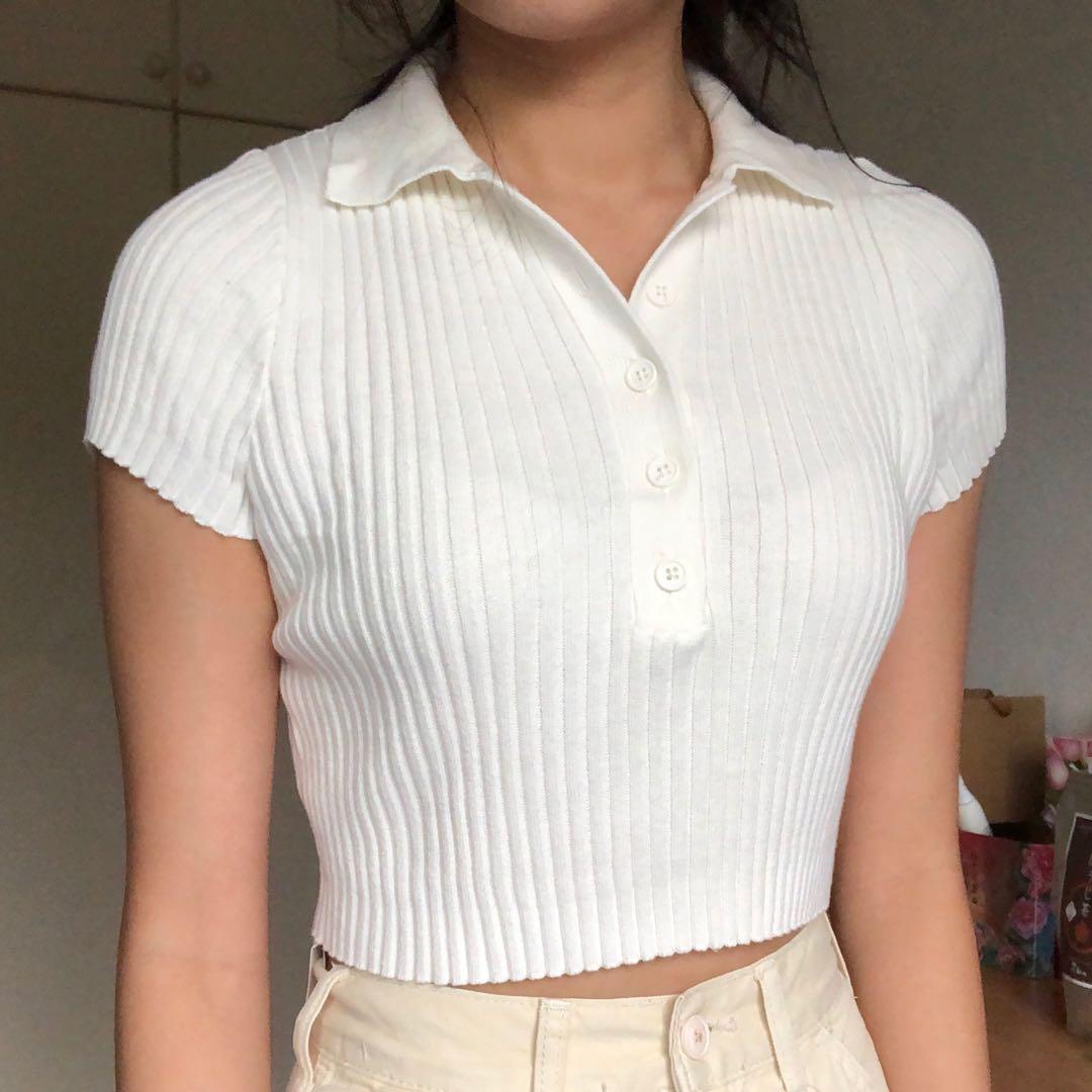Bnwt Brandy Melville Cream White Bridget Knit Crop Top Women S Fashion Tops Other Tops On Carousell