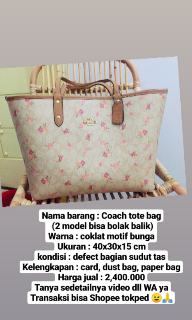 Coach tote bag Authentic 2 model bisa bolak balik