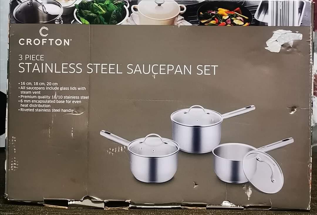 Crofton Stainless Steel Saucepan Set  20pcs, Furniture & Home ...