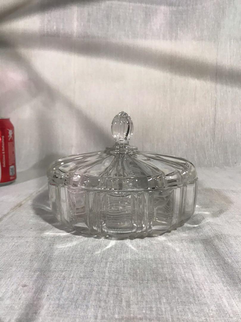 crystal candy bowl with cover #2 (Category: Food Organization & Storage) located in Makati City. Submitted by turnintocash (Listing ID 1015761637, Image 1). Description: very good condition no chips no cracks payment - BPI or Gcash.