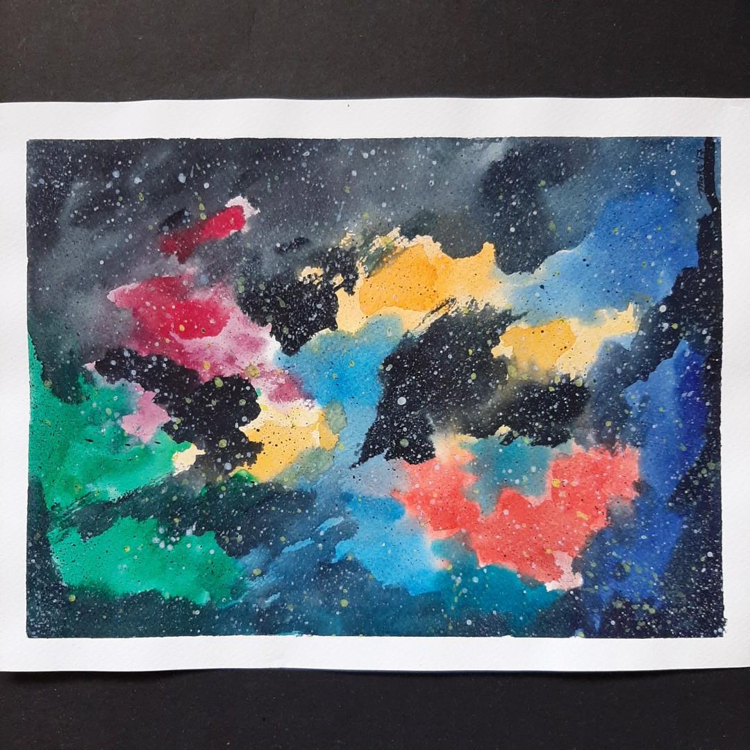 Galaxy Painting Watercolor Design Craft Artwork On Carousell