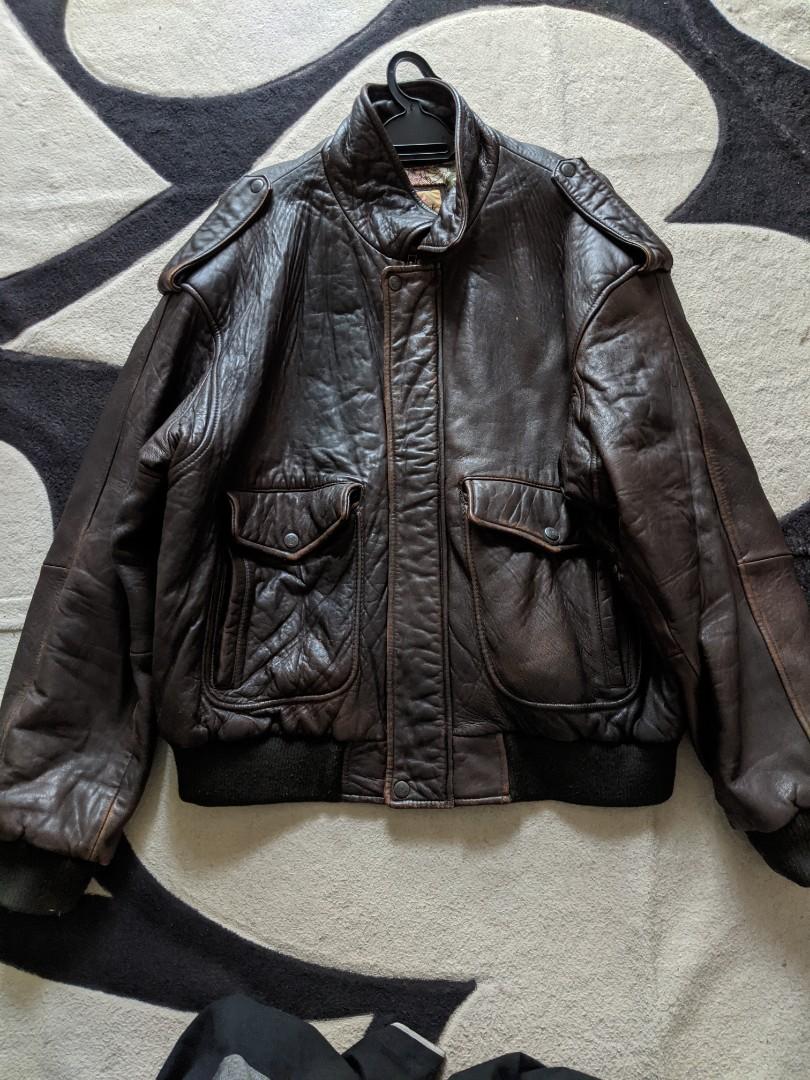 Hard rock cafe leather bomber jacket clearance