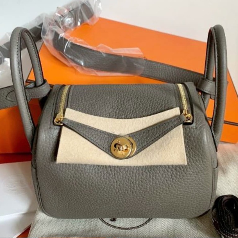 Hermes Mini Lindy clemence etain 