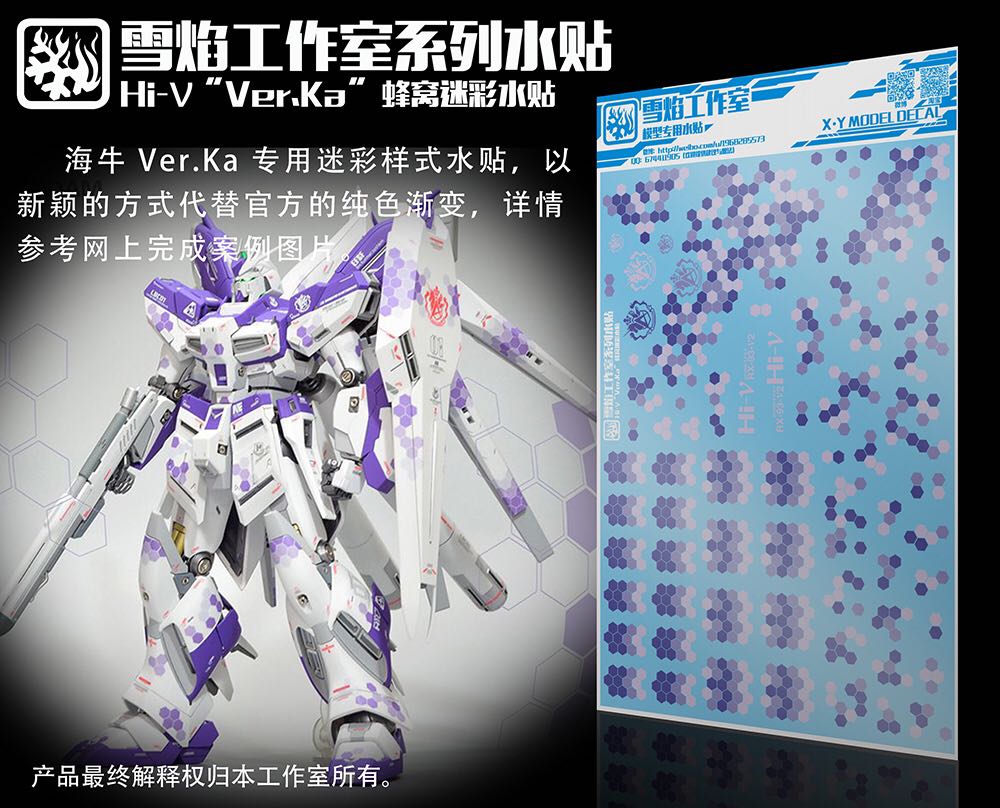 MG Hi Nu Ver Ka Gundam HWS Hexagon Camo Water Slide Decal, Hobbies