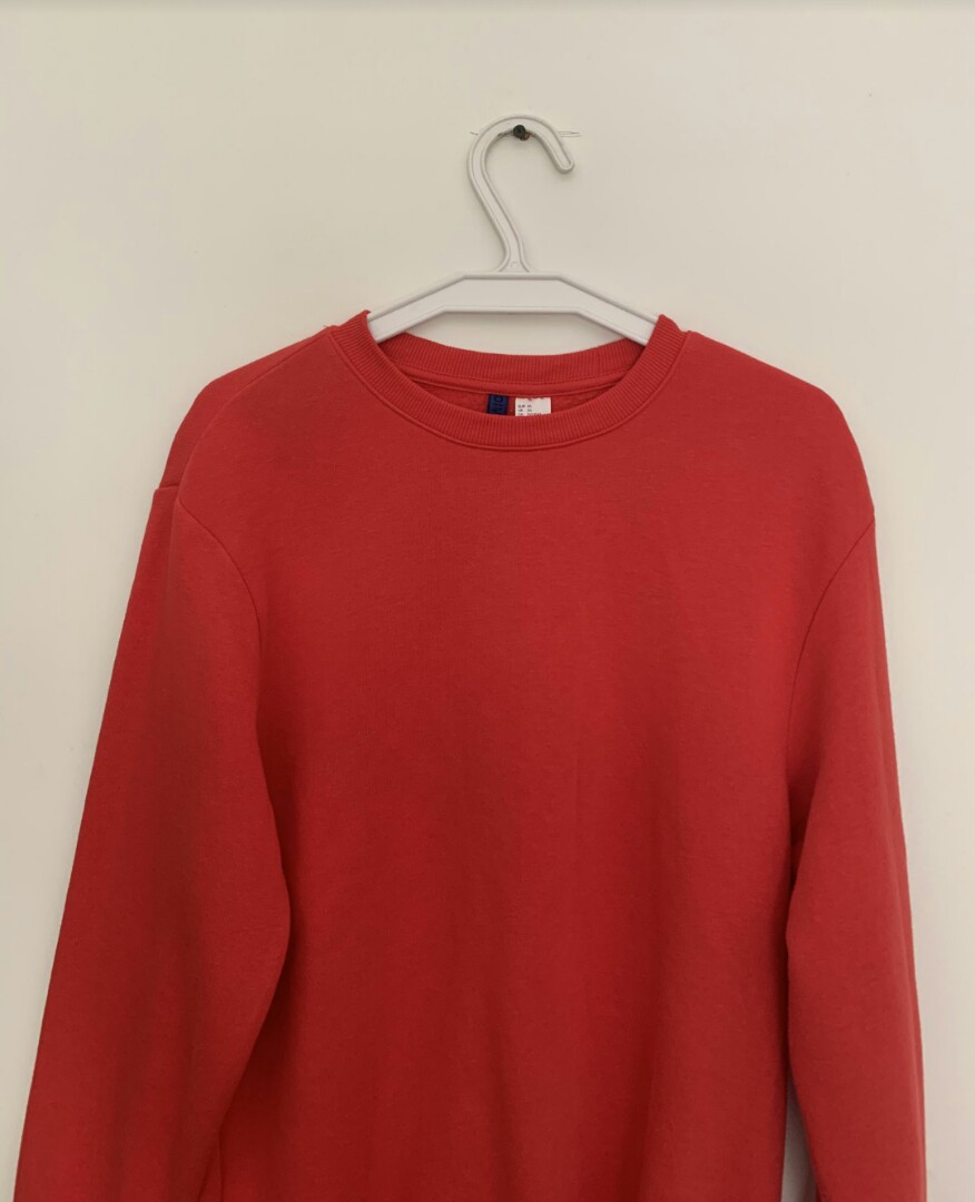 red pullover sweater