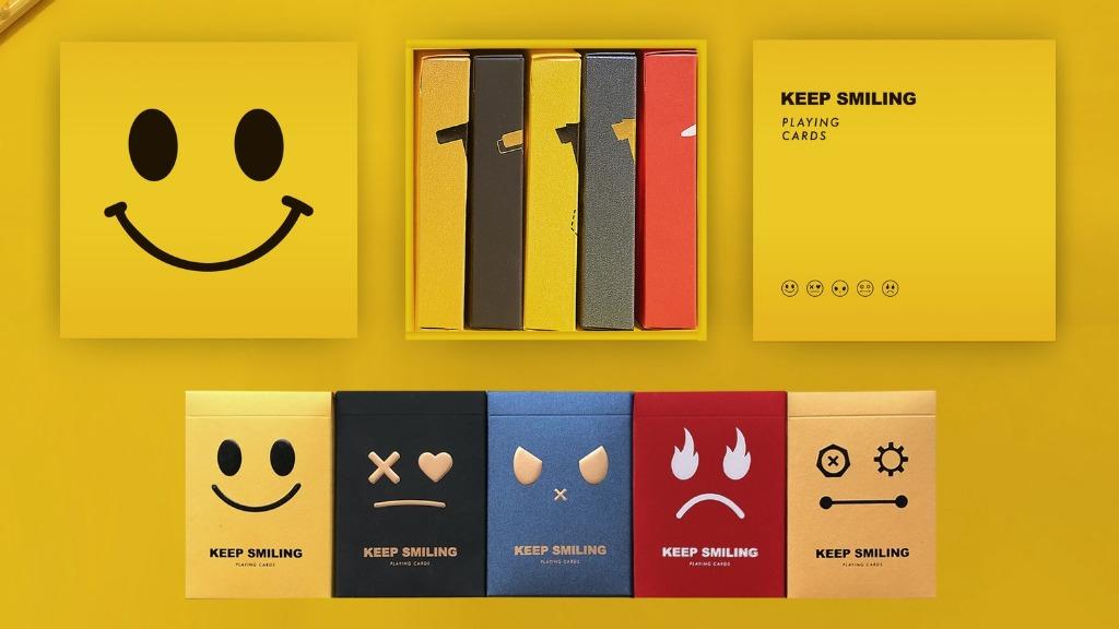 Keep Smiling Playing Cards (Category: Board Games & Puzzles) located in Kuala Lumpur. Submitted by myklv (Listing ID 1015850721, Image 1). Description: The Keep Smiling set of cards is accompanied by a gift box with the same theme in bright yellow with a classic emojis, which shine like the sun on the main square of the lovely city of Florence. The special box will help you protect the wonderful gift of the Keep Smiling deck. There are five types